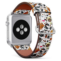 Compatible with Small Apple Watch 38mm, 40mm, 41mm (All Series) Leather Watch Wrist Band Strap Bracelet with Adapters (Black Cat White)