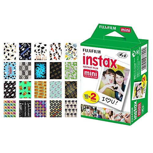 Fujifilm instax Mini Instant Film (20 Exposures) + 20 Sticker Frames for Fuji Instax Prints (Graduation)