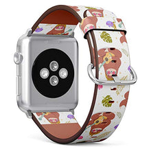 Load image into Gallery viewer, Compatible with Small Apple Watch 38mm, 40mm, 41mm (All Series) Leather Watch Wrist Band Strap Bracelet with Adapters (Cute Cartoon Sloth)
