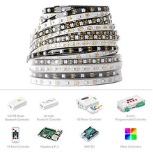 Load image into Gallery viewer, BTF-LIGHTING WS2812B RGB 5050SMD Individual Addressable 3.3FT 144(2X72) Pixels/m Flexible White PCB Full Color LED Pixel Strip Dream Color IP65 Waterproof Making LED Screen, LED Wall, etc Only DC5V
