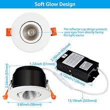 Load image into Gallery viewer, TORCHSTAR 3 Inch Gimbal Recessed Lighting LED with Junction Box, Dimmable Swivel Adjustable Eyeball Downlight, 7W (50W Eqv.), CRI 90+ Canless LED Ceiling Light, 3000K Warm White, White, Pack of 6
