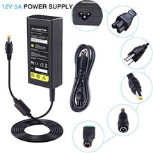 Load image into Gallery viewer, 12V 5A Power Adapter AC 100-220V to DC 60W Power Supply Cord for LCD Monitor LED Strip Light DVR NVR Security Cameras System CCTV Accessories with Converter
