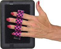 LAZY-HANDS 4-Loop Grip (x1 Grip) for e-Reader - XL - Black & Pink Checkers