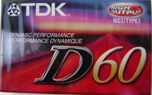 Load image into Gallery viewer, TDK D60 ICE I/Type I Dynamic Performance High Output Audio Cassette Tape - A superior general-purpose audio cassette
