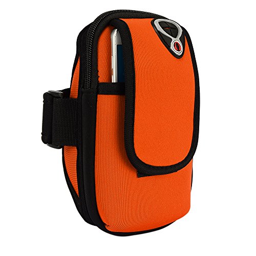 Sweatproof Orange Neoprene Fitness Pouch Armband Compatible with LG Smartphones Up to 6.4inches