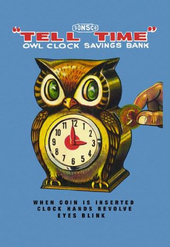 Tell Time Owl Clock 12x18 Giclee On Canvas