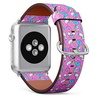 Compatible with Small Apple Watch 38mm, 40mm, 41mm (All Series) Leather Watch Wrist Band Strap Bracelet with Adapters (Unicorns Donuts Rainbow)