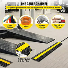 Load image into Gallery viewer, Happybuy 4 Pack of 1-Channel Rubber Cable Protector Ramps Heavy Duty 22046Lbs Load Capacity Cable Wire Cord Cover Ramp Speed Bump Driveway Hose Cable Ramp Protective Cover
