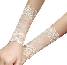 Load image into Gallery viewer, 1 Pair Khaki 15cm Lace Bracers Wrist Protector Anti Sun Sleeves
