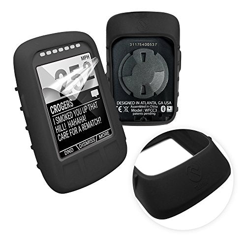 TUFF LUV Silicone Gel Skin Case & Screen Cover Protection for Wahoo Elemnt Bolt - Black
