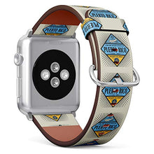 Load image into Gallery viewer, S-Type iWatch Leather Strap Printing Wristbands for Apple Watch 4/3/2/1 Sport Series (38mm) - Stamp or Vintage Emblem with Airplane, Compass and Text Puerto Rico

