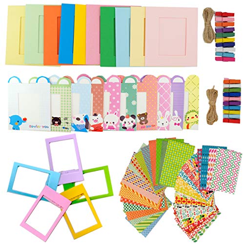Ngaantyun Bundle Kit Accessories for Fujifilm Instax Mini 9/8 Mini Liplay Camera Films (Sticker, Desktop Frame, Rectangle& Animal Wall Hanging Frames, Clips with String)