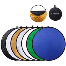 Load image into Gallery viewer, 12 inch (30cm) Round Collapsible Mini Light Reflectors for Photography 7-in-1 Portable Sun Reflector for Studio Multi Photo Disc White,Blue,Green,Gold,Silver,and Black
