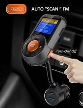 Load image into Gallery viewer, MTSmart Hands-Free FM Transmitter for car,Auto Scan Wireless Radio Adapter Receiver Car Kit,QC3.0+2.4A Dual USB Music Car Charger,TF Card /AUX (Orange)

