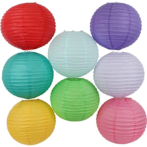 Just Artifacts 8 Assorted 8-Inch Chinese Paper Lanterns (Assorted Colors, 8-Inch) - Item as Pictured