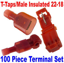 Load image into Gallery viewer, (100) T-Taps/Male Insulated 22-18 Ga Wire Connectors Car Audio Terminals USA
