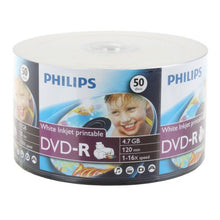 Load image into Gallery viewer, 600-pk Philips 16x DVD-R White Inkjet Hub Printable Blank Recordable DVD Disk
