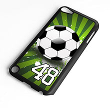 Load image into Gallery viewer, iPod Touch Case Fits 6th Generation or 5th Generation Soccer Ball #6800 Choose Any Player Jersey Number 50 in Black Plastic Customizable by TYD Designs
