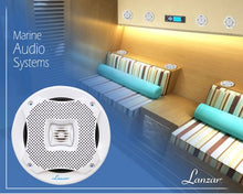 Load image into Gallery viewer, Lanzar Marine Speakers - 5.25 Inch 2 Way Water Resistant Audio Stereo Sound System with 400 Watt Power, Attachable Grills and Resin Treatment for Indoor and Outdoor Use - 1 Pair - AQ5CXW (White)
