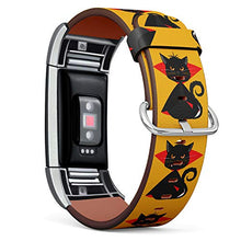Load image into Gallery viewer, Replacement Leather Strap Printing Wristbands Compatible with Fitbit Charge 2 - Halloween Vampire Black Cat
