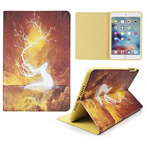 iPad Mini 1/2/3/4 Slim Book Case, Synthetic Leather Stand Durable Cover with [Auto Sleep/Wake] [Corner Protection] [Shock Absorption] Protective Hard Shell for Apple iPad mini 1/2/3/4, Golden Deer