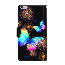 Load image into Gallery viewer, GackCase Wallet Case Designed for iPhone 6/6S Plus Butterfly Fireworks Protective PU Leather Flip Cover with Credit Card Slots and Side Cash Pocket+Magnetic Clasp Closure
