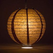 Load image into Gallery viewer, Quasimoon PaperLanternStore.com 8 Inch Brown Even Ribbing Round Paper Lantern (10 Pack)
