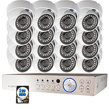 Load image into Gallery viewer, Evertech 16 Channel HD DVR w/ 16 pcs 4in1 AHD TVI CVI Analog 1080p 3.6mm Wide Angle Fixed Iris Lens Dome HD CCTV Home Security Camera System 1TB Hard Drive
