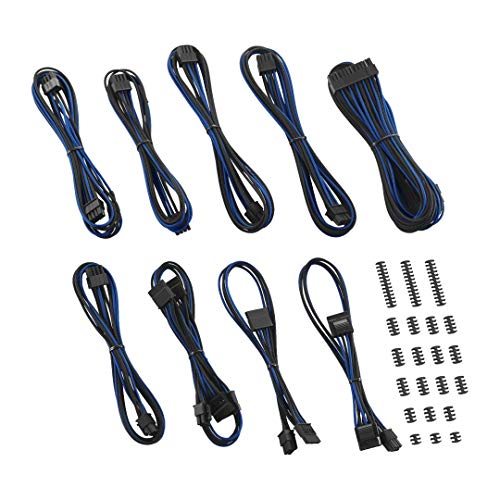 CableMod RT-Series Classic ModFlex Sleeved Cable Kit for ASUS and Seasonic (Black + Blue)