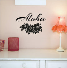 Load image into Gallery viewer, Aloha Hibiscus Flower Vinyl Decal Matte Black Decor Decal Skin Sticker Laptop
