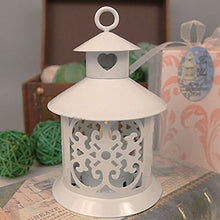 Load image into Gallery viewer, &quot;LED by the Heart&quot; White Steel Lantern with Heart Decoration and LED Lighted Candle
