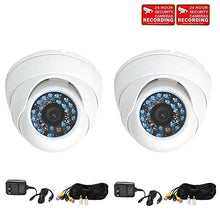 Load image into Gallery viewer, VideoSecu 2 Pack Dome Security Cameras Day Night Vision Outdoor CCD Infrared 480TVL 20 IR LEDs Vandal Proof 3.6mm Wide View Angle Lens with Power Supplies, Cables and Security Warning Stickers CRN
