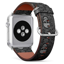 Load image into Gallery viewer, Compatible with Big Apple Watch 42mm, 44mm, 45mm (All Series) Leather Watch Wrist Band Strap Bracelet with Adapters (Skulls)
