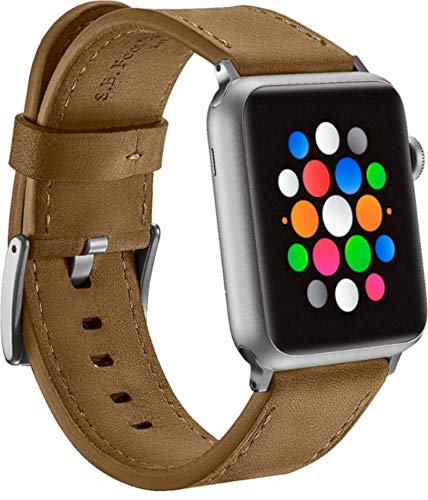 Platinum Leather Band for Apple Watch 42mm - Mohave Olive Green
