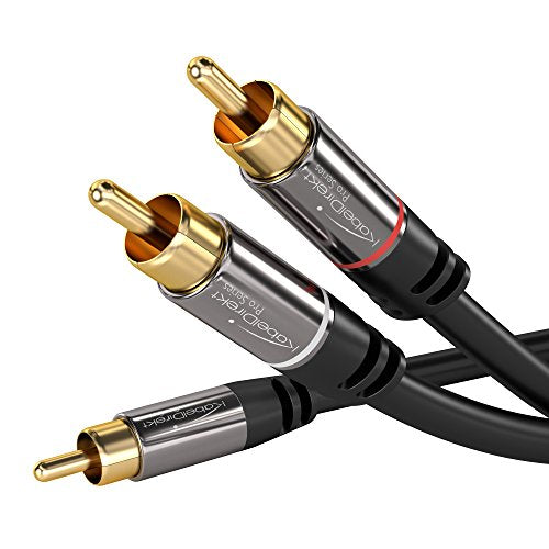 KabelDirekt RCA Stereo Cable, Cord (6 feet Short, 1 RCA Male to 2 RCA Male Audio Cable, Digital & Analogue, Double Shielded, Pro Series) Supports (Subwoofers, Home Theater, Hi-Fi)