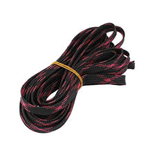 Load image into Gallery viewer, Aexit 8mm Dia Tube Fittings Tight Braided PET Expandable Sleeving Cable Wrap Sheath Black Pink Microbore Tubing Connectors 5M Length
