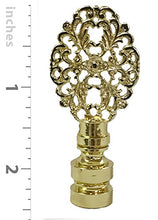 Load image into Gallery viewer, Royal Designs Oval Filigree 2.25&quot; Lamp Finial for Lamp Shade, Polished Brass - Set of 2
