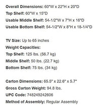 Load image into Gallery viewer, Bell&#39;O AVSC4260 60&quot; TV Stand for TVs up to 65&quot;, Medium Espresso
