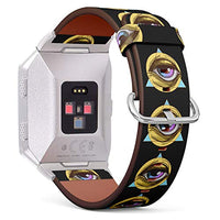 (Mysterious All Seeing Eye, Eye of Providence Emblem Badge) Patterned Leather Wristband Strap for Fitbit Ionic,The Replacement of Fitbit Ionic smartwatch Bands