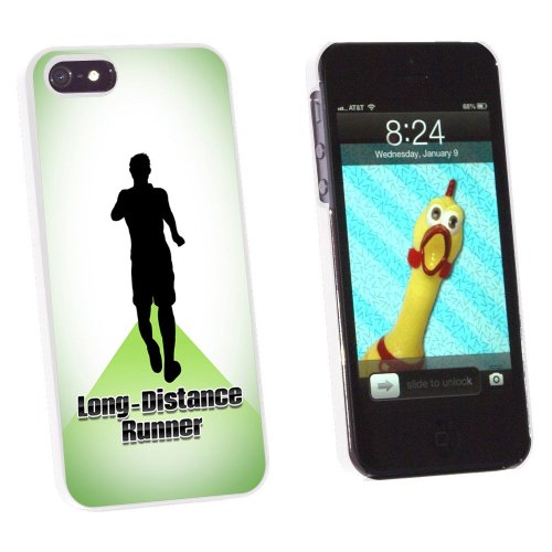 Graphics and More Long-Distance Cross Country Running - Runner Man Snap-On Hard Protective Case for Apple iPhone 5/5s - Non-Retail Packaging - White