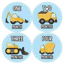 Load image into Gallery viewer, Baby Monthly Stickers - Monthly Milestone Stickers - Baby Month Stickers for Boy - Construction Trucks
