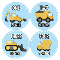 Baby Monthly Stickers - Monthly Milestone Stickers - Baby Month Stickers for Boy - Construction Trucks