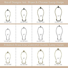Load image into Gallery viewer, Royal Designs HA-1001-8.5BR-2 Heavy Duty Lamp Harp Finial And Lamp Harp Holder Set, 8.5&quot;, Polished Brass
