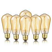 Load image into Gallery viewer, DecorStar 6-Pack Edison Bulb, Edison Light Bulbs, Antique Vintage Squirrel Cage Filament Bulb, 60W, 2200K Amber Warm, 230 Lumens, 110V, E26, ST58 Dimmable Lamp for Home Light Fixtures and Decorative
