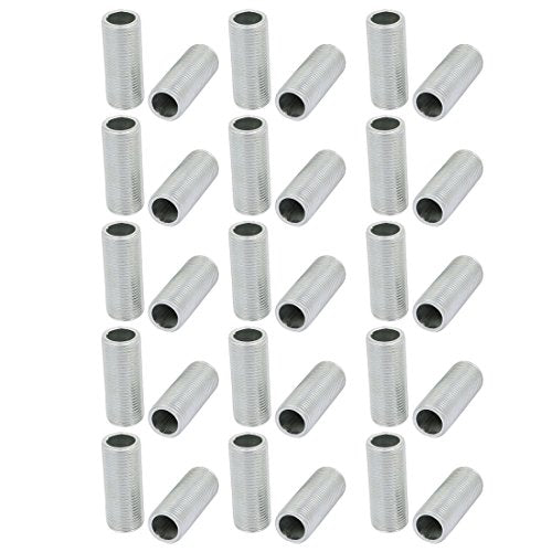 uxcell 30 Pcs Metric M12 1mm Pitch Thread Zinc Plated Pipe Nipple Lamp Parts 30mm Long