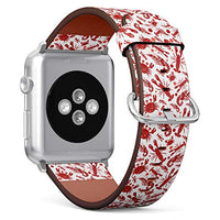 S-Type iWatch Leather Strap Printing Wristbands for Apple Watch 4/3/2/1 Sport Series (38mm) - Summer Pattern with red Crabs,Lobsters and Shrimps