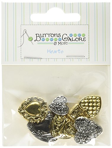 Buttons Galore Button Theme Pack, Assorted Fancy Hearts