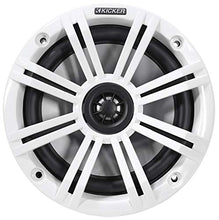 Load image into Gallery viewer, Pair KICKER 45KM654 6.5&quot; 390w Marine Boat Speakers KM65 w/Charcoal with White Grilles Bundle with Pair Rockville MAC65W 6.5 &quot; White Aluminum Wakeboard Tower Speaker Pod Enclosures
