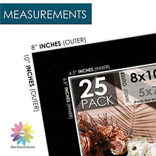 Load image into Gallery viewer, Mat Board Center Premier Acid-Free Pre-Cut 8x10 Black Picture Mat Set. Includes a Pack of 25 White Core Bevel Cut Mattes for 5x7 Photos, Pack of 25 Backers &amp; Clear Bags
