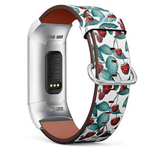 Load image into Gallery viewer, Replacement Leather Strap Printing Wristbands Compatible with Fitbit Charge 3 / Charge 3 SE - Raspberry
